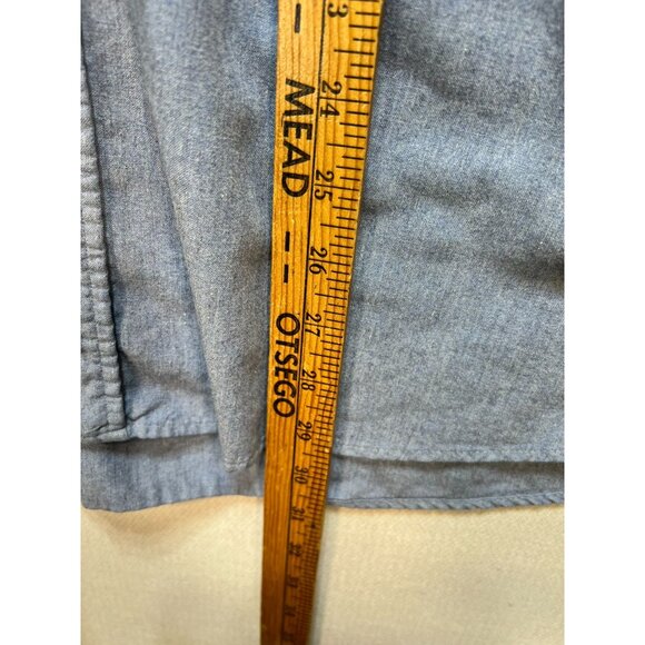 Forsyth Of Canada Mens Chambray Button-Down Shirt Large Blue Short Sleeve Casual - Picture 7 of 11